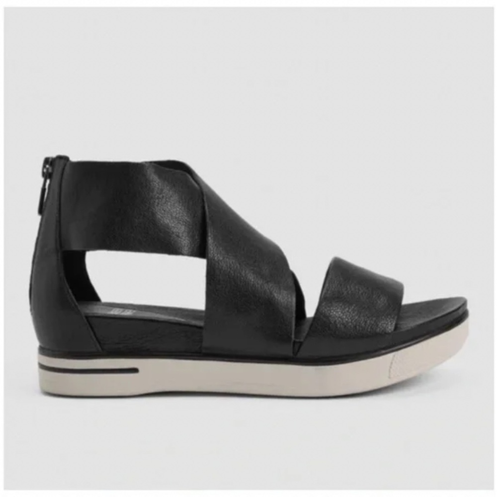 EILEEN FISHER Sport Tumbled Leather Sneaker Sandal Black Women’s Size 8 - Picture 2 of 7